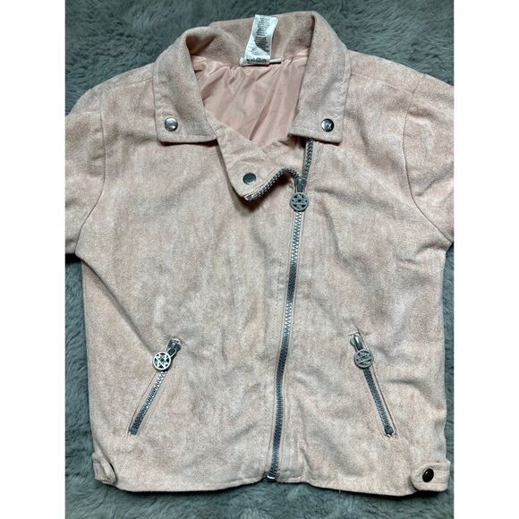 Girls Nicole Miller faux suede pink moto jacket - Picture 2 of 4